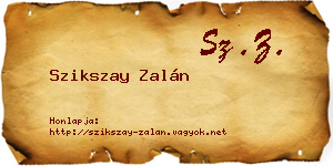 Szikszay Zalán névjegykártya